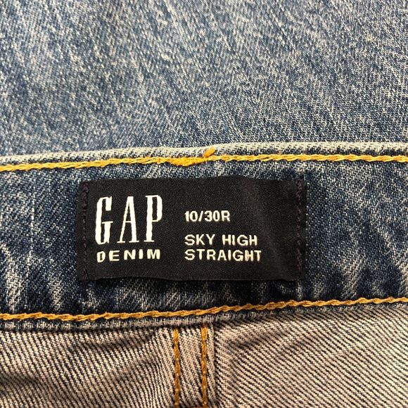 Gap Denim Women Sky High Straight Jeans Size 10 / 30R Cotton Blend Blue M109 -4 - Picture 7 of 13